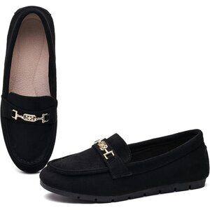 Women’s Black Suede Microfiber Comfortable Casual Slip On Loafer Flat Shoes